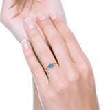 Oval Oxidized Statement Fashion Petite Dainty Thumb Ring Lab Created Opal Solid 925 Sterling Silver