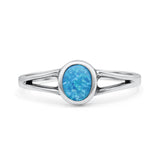 Oval Oxidized Statement Fashion Petite Dainty Thumb Ring Lab Created Opal Solid 925 Sterling Silver