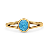 Oval Oxidized Statement Fashion Petite Dainty Thumb Ring Lab Created Opal Solid 925 Sterling Silver