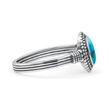 Oxidized Petite Oval Lab Created Opal Ring 925 Sterling Silver