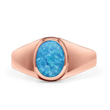 Oval Signet Ring Lab Created Gemstone 925 Sterling Silver