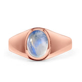 Petite Dainty Statement Fashion Oval Thumb Ring Lab Created Opal Solid 925 Sterling Silver