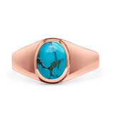 Oval Signet Ring Lab Created Gemstone 925 Sterling Silver