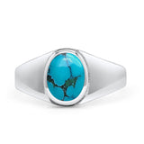 Oval Signet Ring Lab Created Gemstone 925 Sterling Silver