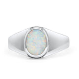 Oval Signet Ring Lab Created Gemstone 925 Sterling Silver