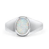 Petite Dainty Statement Fashion Oval Thumb Ring Lab Created Opal Solid 925 Sterling Silver