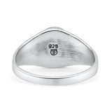 Oval Signet Ring Lab Created Gemstone 925 Sterling Silver