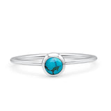 Round Fashion Statement Petite Dainty Thumb Ring Lab Created Opal Solid 925 Sterling Silver