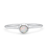 Round Fashion Statement Petite Dainty Thumb Ring Lab Created Opal Solid 925 Sterling Silver