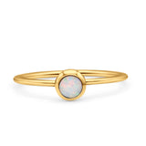 Round Fashion Statement Petite Dainty Thumb Ring Lab Created Opal Solid 925 Sterling Silver