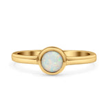 Round 6mm Thumb Ring Statement Fashion Ring Plain Band 925 Sterling Silver Petite Dainty Created Opal