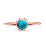 Round Statement Fashion Petite Dainty Thumb Ring Lab Created Opal Solid 925 Sterling Silver