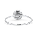 Round Statement Fashion Petite Dainty Thumb Ring Lab Created Opal Solid 925 Sterling Silver