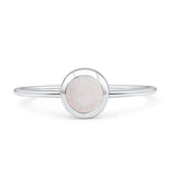 Round Statement Fashion Petite Dainty Thumb Ring Lab Created Opal Solid 925 Sterling Silver