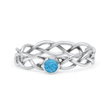 Infinity X Cross Weave Entangle Round Statement Fashion Ring Lab Created Opal Solid 925 Sterling Silver