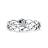 Infinity X Cross Weave Entangle Round Statement Fashion Ring Lab Created Opal Solid 925 Sterling Silver