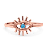 Evil Eye Thumb Ring Fashion Oxidized Lab Created Opal Solid 925 Sterling Silver