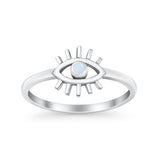 Evil Eye Thumb Ring Fashion Oxidized Lab Created Opal Solid 925 Sterling Silver
