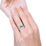 New Design Petite Dainty Thumb Fashion Ring Lab Created Opal Solid 925 Sterling Silver