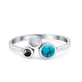 New Design Petite Dainty Thumb Fashion Ring Lab Created Opal Solid 925 Sterling Silver