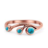 New Design Three Stone Petite Dainty Thumb Fashion Ring Lab Created Opal Solid 925 Sterling Silver