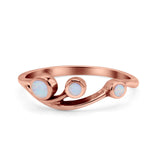 New Design Three Stone Petite Dainty Thumb Fashion Ring Lab Created Opal Solid 925 Sterling Silver
