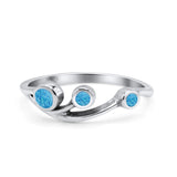 New Design Three Stone Petite Dainty Thumb Fashion Ring Lab Created Opal Solid 925 Sterling Silver