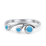 New Design Three Stone Petite Dainty Thumb Fashion Ring Lab Created Opal Solid 925 Sterling Silver