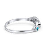 New Design Three Stone Petite Dainty Thumb Fashion Ring Lab Created Opal Solid 925 Sterling Silver