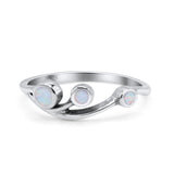 New Design Three Stone Petite Dainty Thumb Fashion Ring Lab Created Opal Solid 925 Sterling Silver