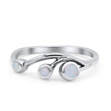 New Design Three Stone Petite Dainty Thumb Fashion Ring Lab Created Opal Solid 925 Sterling Silver