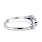 New Design Three Stone Petite Dainty Thumb Fashion Ring Lab Created Opal Solid 925 Sterling Silver