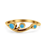 New Design Three Stone Petite Dainty Thumb Fashion Ring Lab Created Opal Solid 925 Sterling Silver