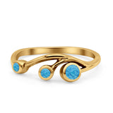 New Design Three Stone Petite Dainty Thumb Fashion Ring Lab Created Opal Solid 925 Sterling Silver