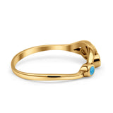 New Design Three Stone Petite Dainty Thumb Fashion Ring Lab Created Opal Solid 925 Sterling Silver