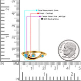 New Design Three Stone Petite Dainty Thumb Fashion Ring Lab Created Opal Solid 925 Sterling Silver