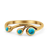 New Design Three Stone Petite Dainty Thumb Fashion Ring Lab Created Opal Solid 925 Sterling Silver