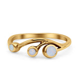 New Design Three Stone Petite Dainty Thumb Fashion Ring Lab Created Opal Solid 925 Sterling Silver