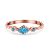 Square Vintage Style Petite Dainty Statement Fashion Thumb Ring Lab Created Opal 925 Sterling Silver