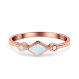Square Vintage Style Petite Dainty Statement Fashion Thumb Ring Lab Created Opal 925 Sterling Silver