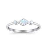 Square Vintage Style Petite Dainty Statement Fashion Thumb Ring Lab Created Opal 925 Sterling Silver