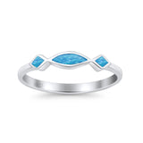 Marquise Vintage Style Petite Dainty Fashion Thumb Ring Lab Created Opal Solid 925 Sterling Silver