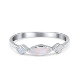 Marquise Vintage Style Petite Dainty Fashion Thumb Ring Lab Created Opal Solid 925 Sterling Silver