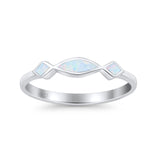 Marquise Vintage Style Petite Dainty Fashion Thumb Ring Lab Created Opal Solid 925 Sterling Silver