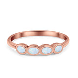 Four Stone Petite Dainty Thumb Fashion Ring Lab Created Opal Solid 925 Sterling Silver