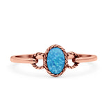 Oval Oxidized Statement Fashion Petite Dainty Thumb Ring Lab Created Opal Solid 925 Sterling Silver