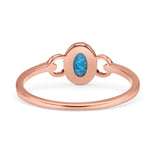 Oval Oxidized Statement Fashion Petite Dainty Thumb Ring Lab Created Opal Solid 925 Sterling Silver