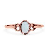 Oval Oxidized Statement Fashion Petite Dainty Thumb Ring Lab Created Opal Solid 925 Sterling Silver