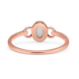 Oval Oxidized Statement Fashion Petite Dainty Thumb Ring Lab Created Opal Solid 925 Sterling Silver