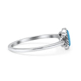 Oval Oxidized Statement Fashion Petite Dainty Thumb Ring Lab Created Opal Solid 925 Sterling Silver